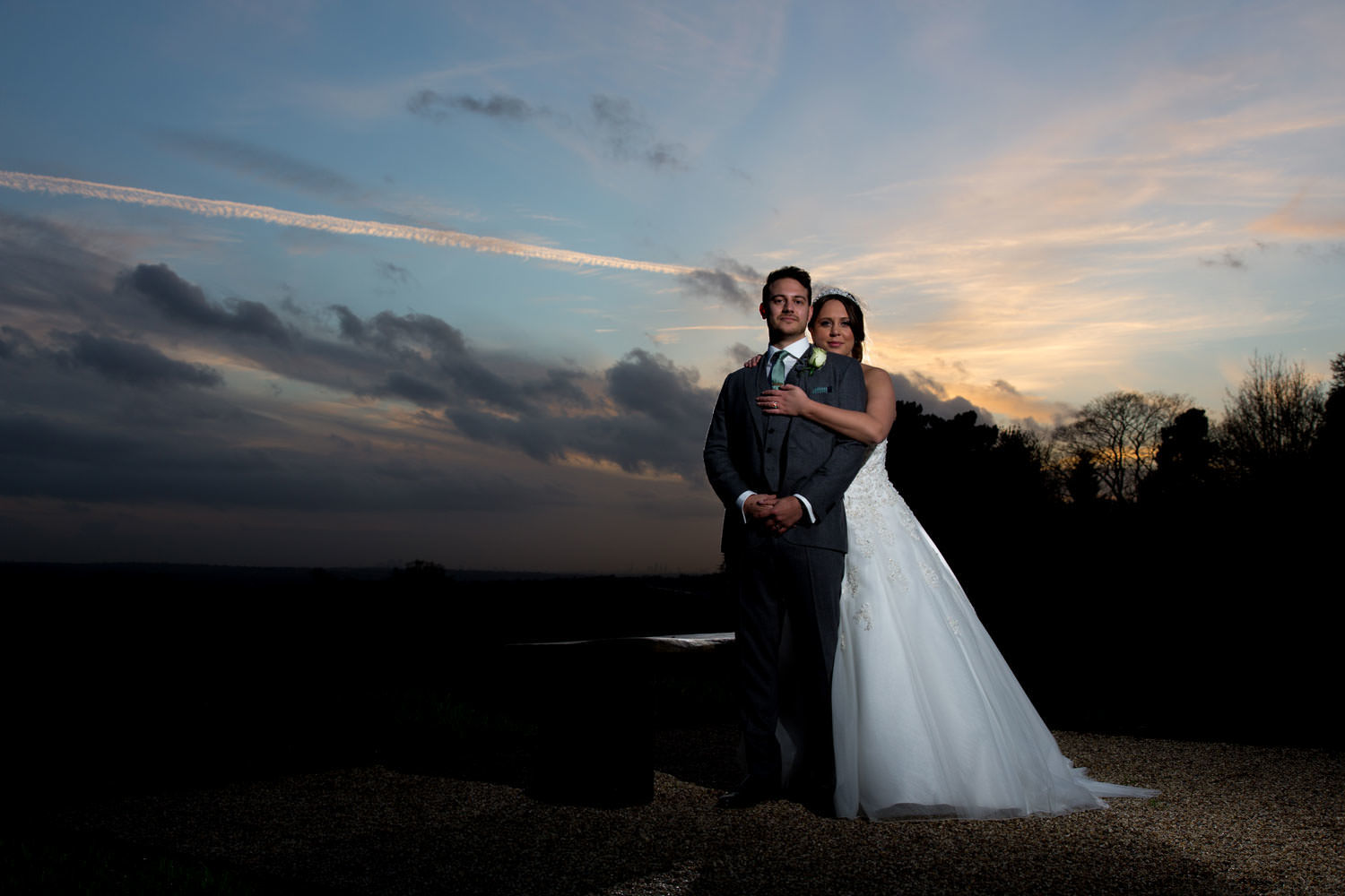 Bride and groom at dusk-2